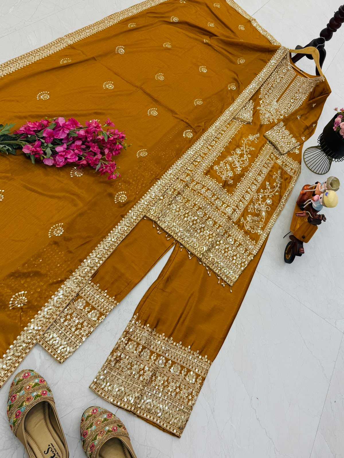 Chinon Silk Embroidery Suit