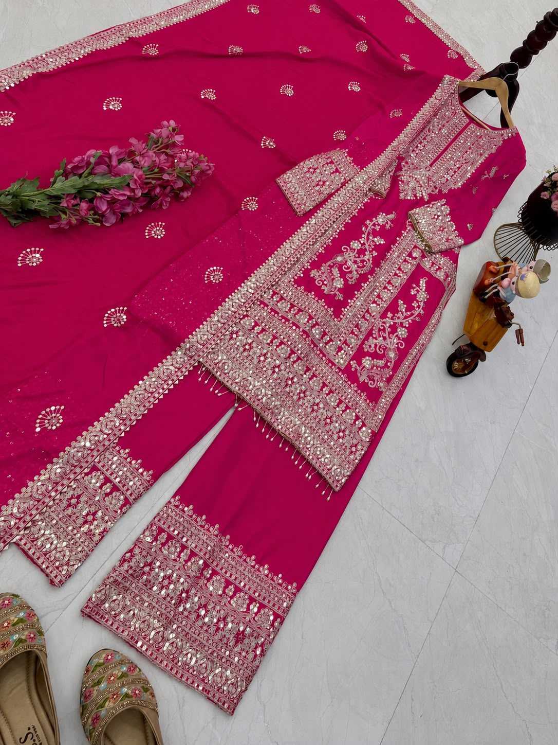 Chinon Silk Embroidery Suit