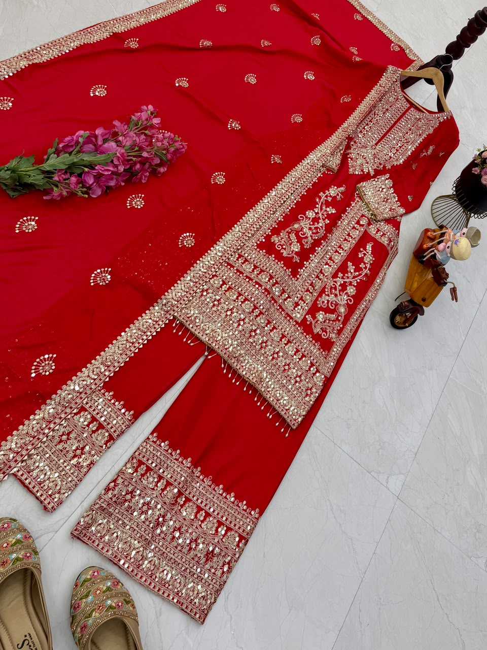 Chinon Silk Embroidery Suit