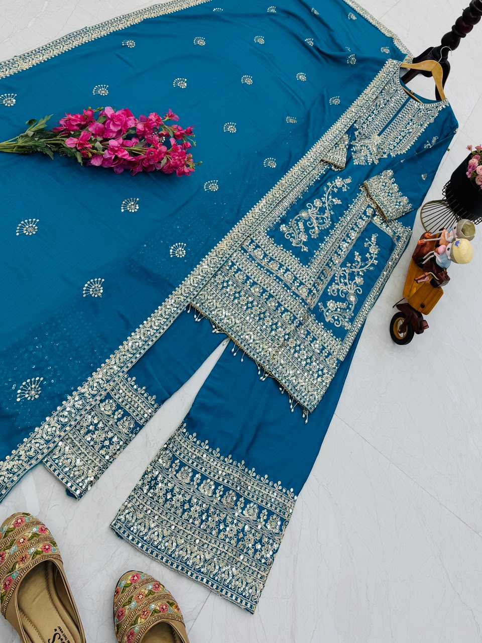 Chinon Silk Embroidery Suit