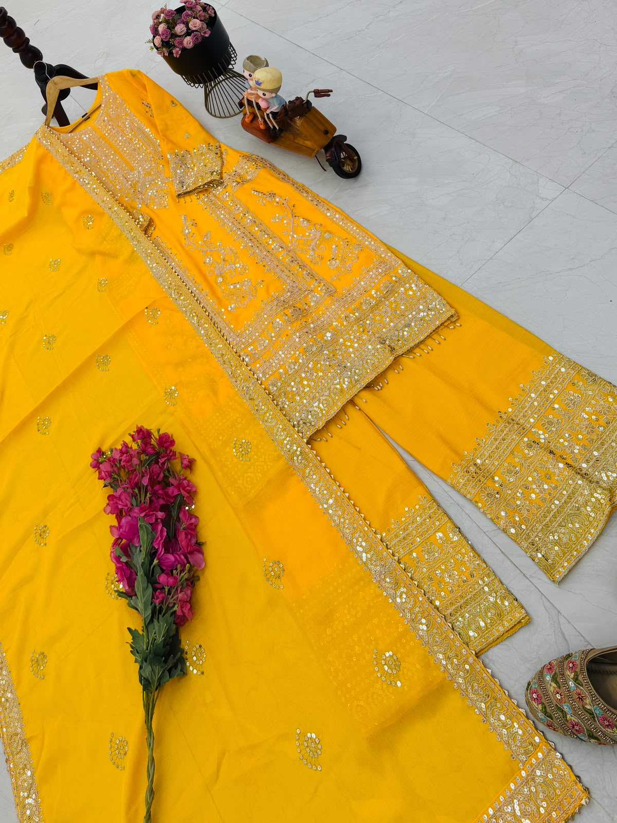 Chinon Silk Embroidery Suit