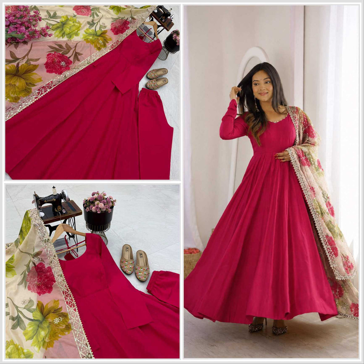Heavy Roman Silk Party Gown in Pista