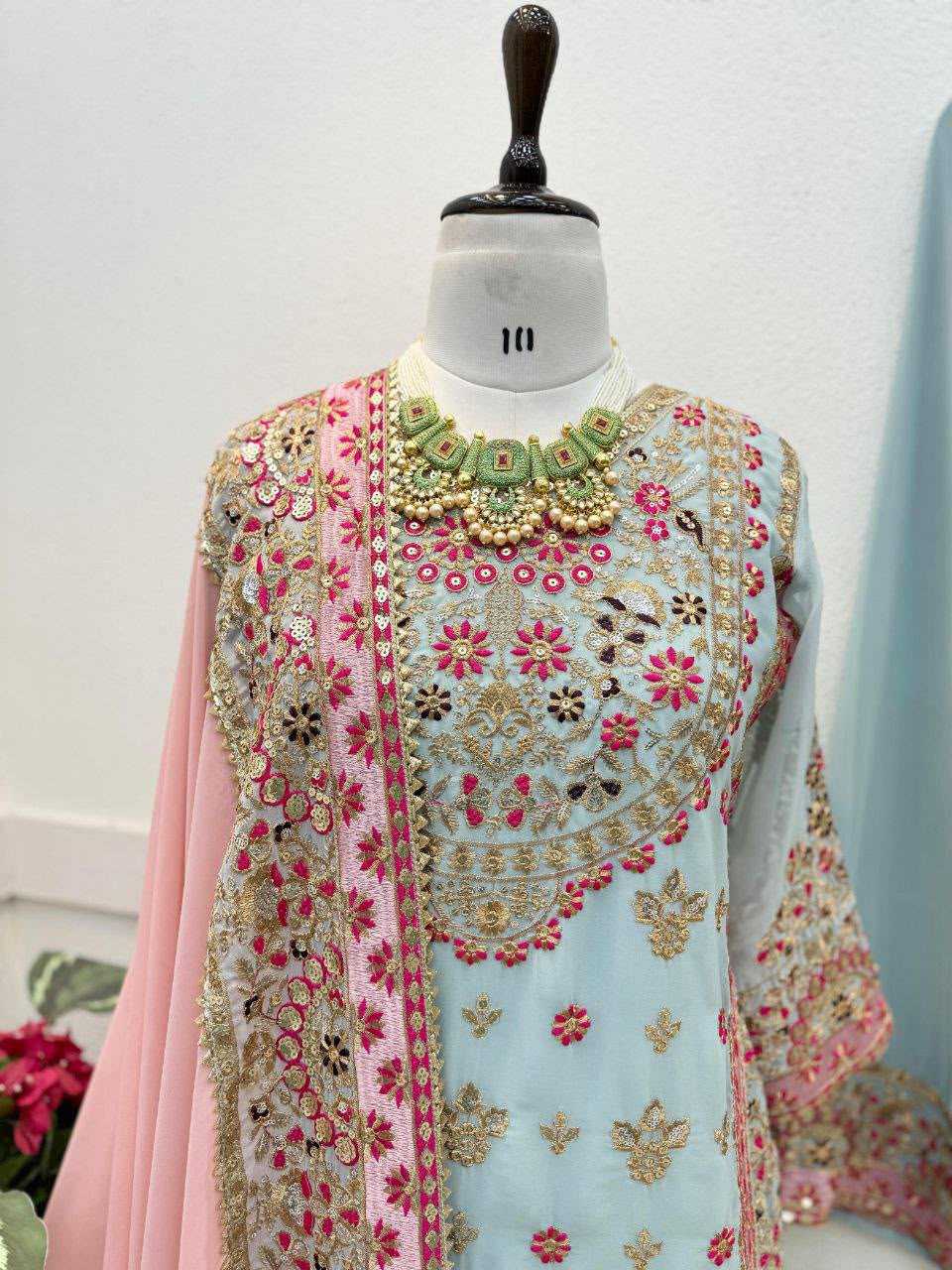 Faux Georgette Sharara Salwar Suit 10099