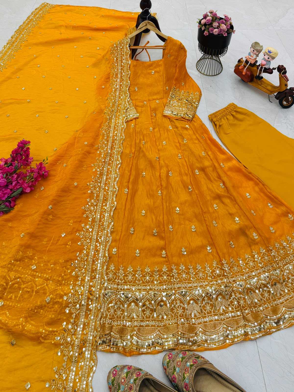 Fendy Embroidery Gown in Sky Blue