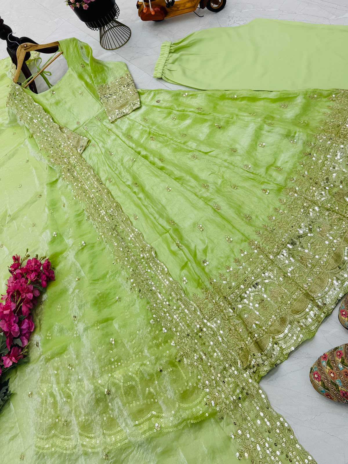 Fendy Embroidery Gown in Sky Blue