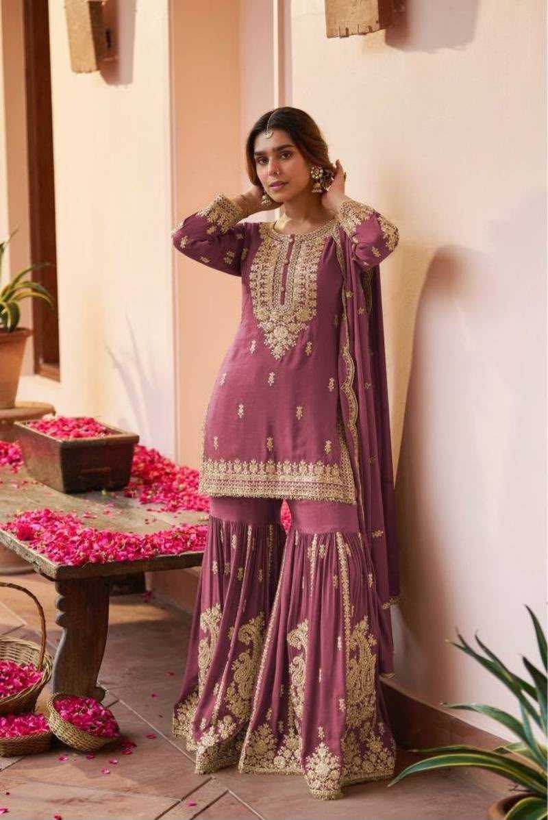 Faux Georgette Sharara Salwar Suit in Sky Blue