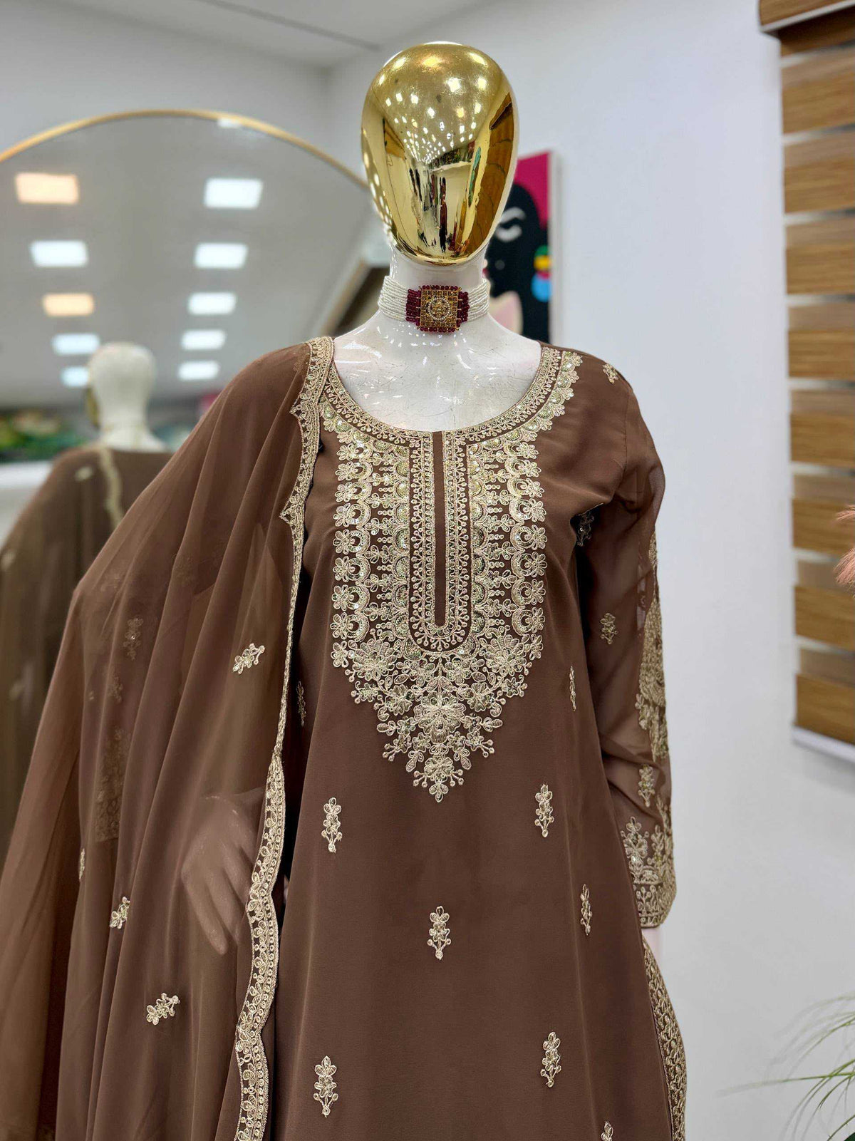Faux Georgette Sharara Salwar Suit in Sky Blue