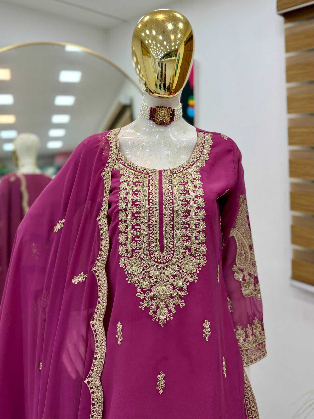 Faux Georgette Sharara Salwar Suit in Sky Blue