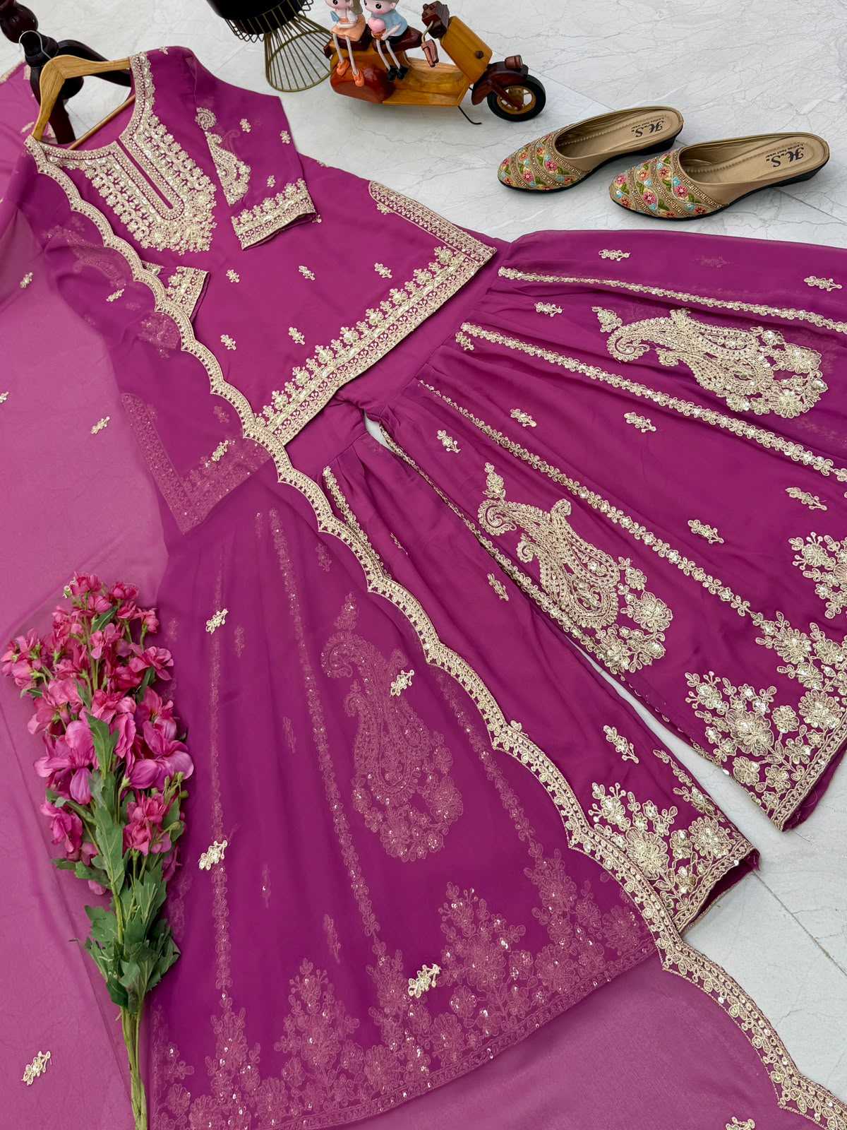 Faux Georgette Sharara Salwar Suit
