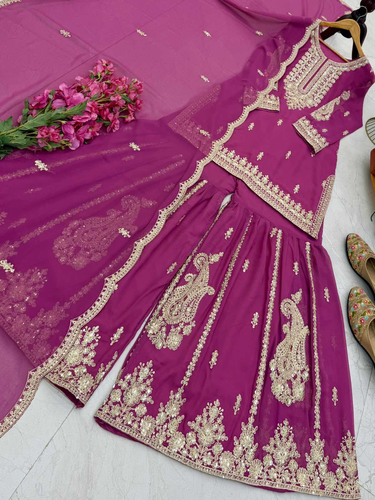 Faux Georgette Sharara Salwar Suit
