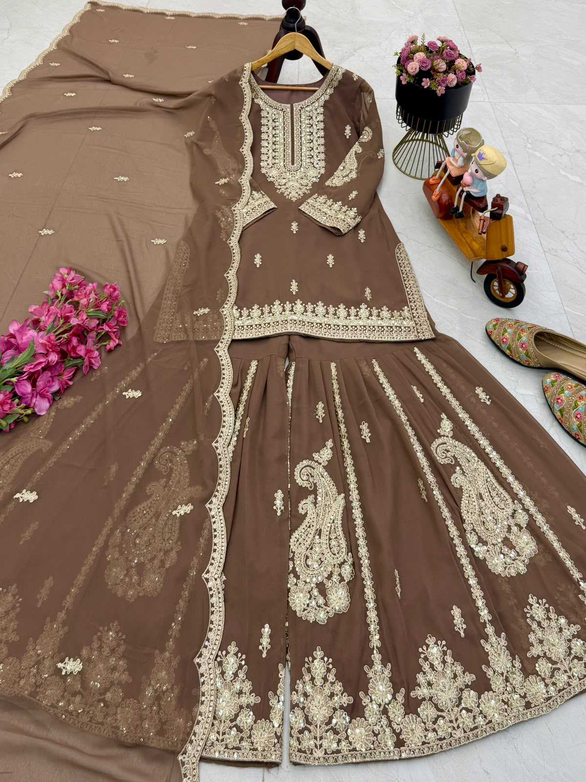 Faux Georgette Sharara Salwar Suit