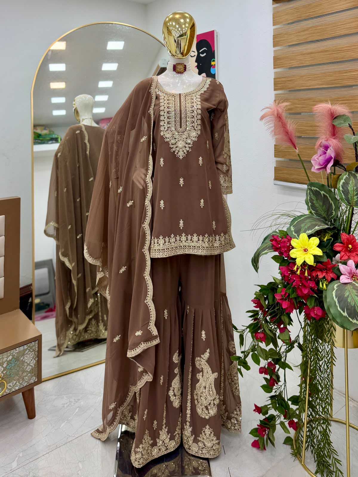 Faux Georgette Sharara Salwar Suit