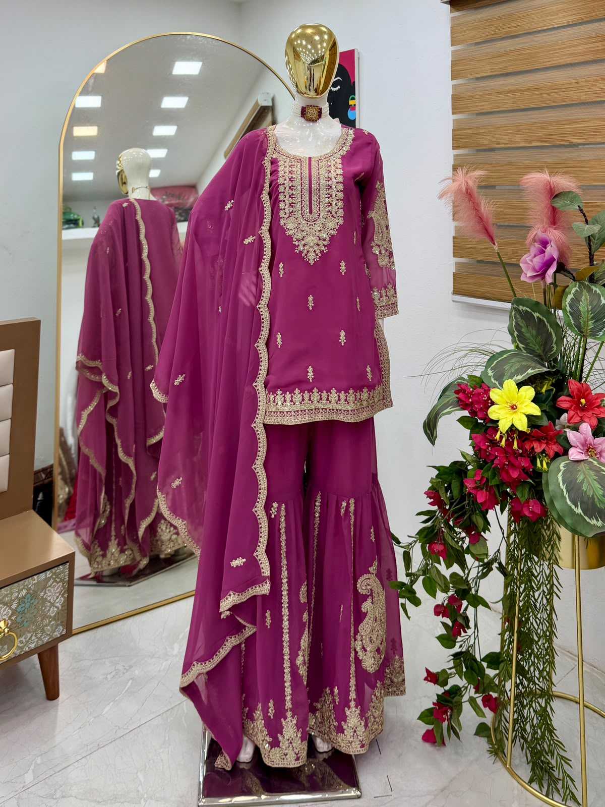 Faux Georgette Sharara Salwar Suit