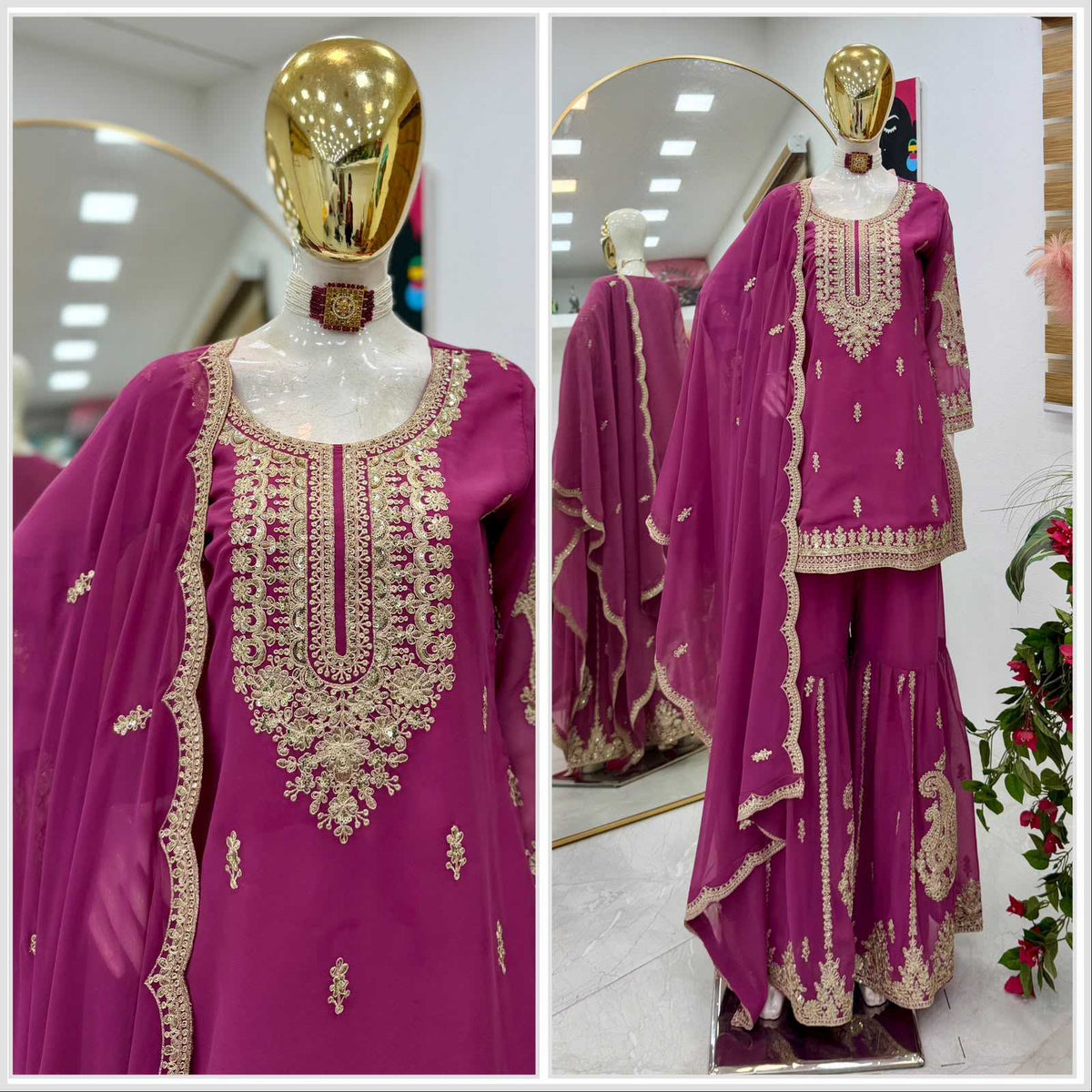 Faux Georgette Sharara Salwar Suit