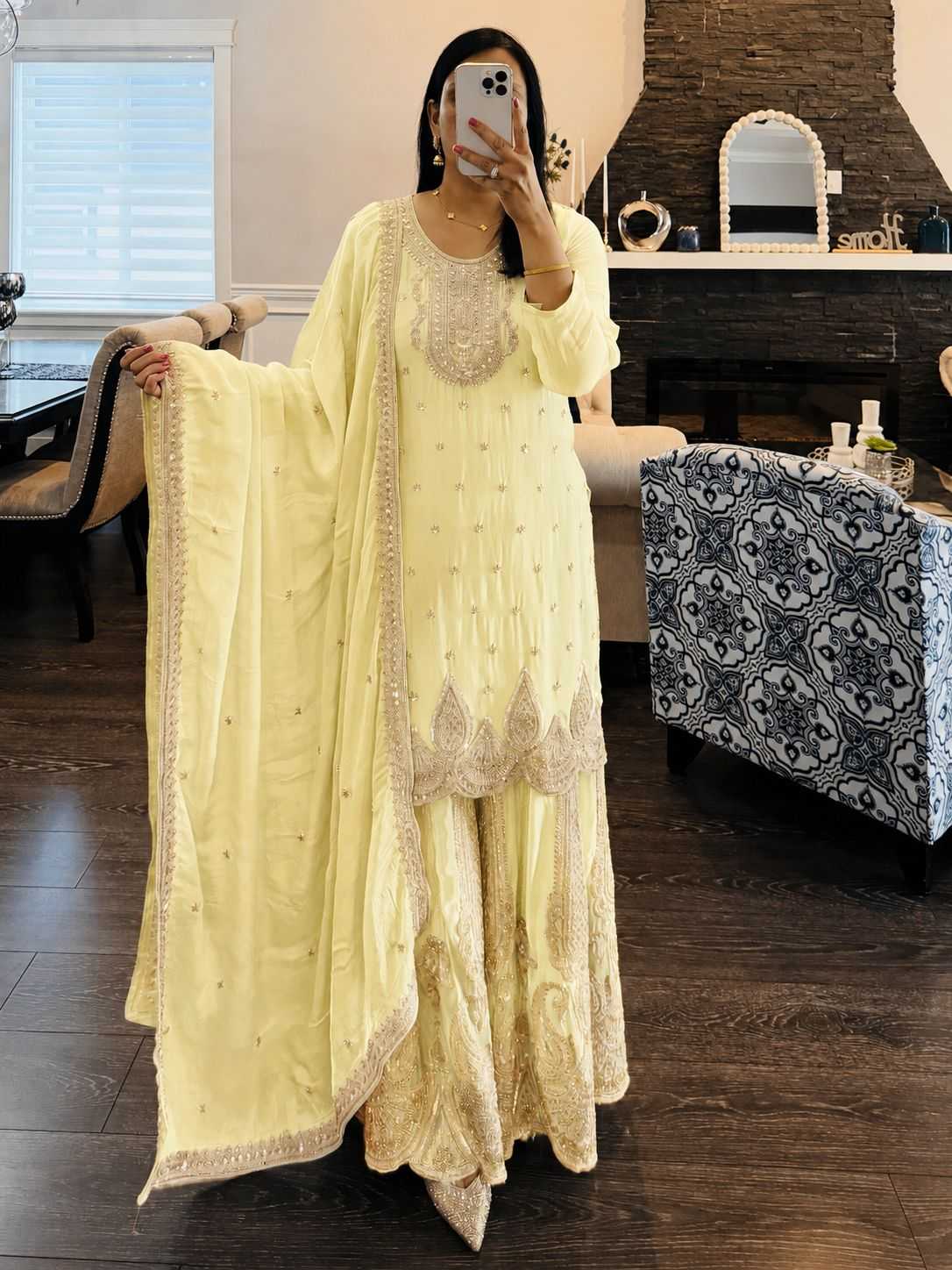 Faux Georgette Sharara Salwar Suit in Pink