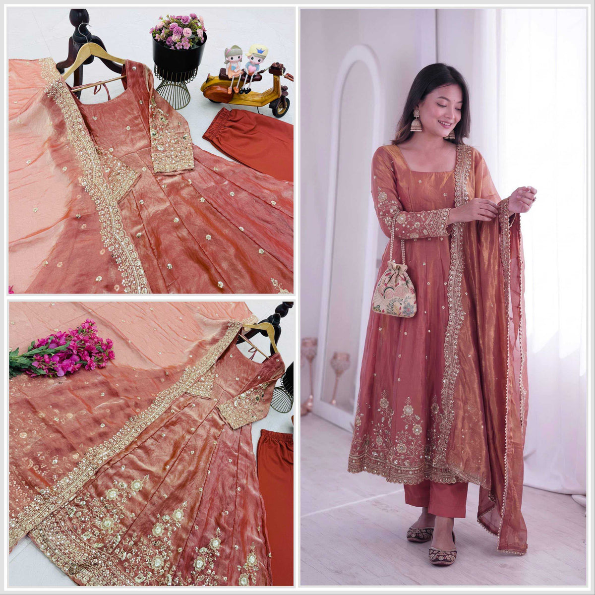 Fendy Embroidery Gown in Purple