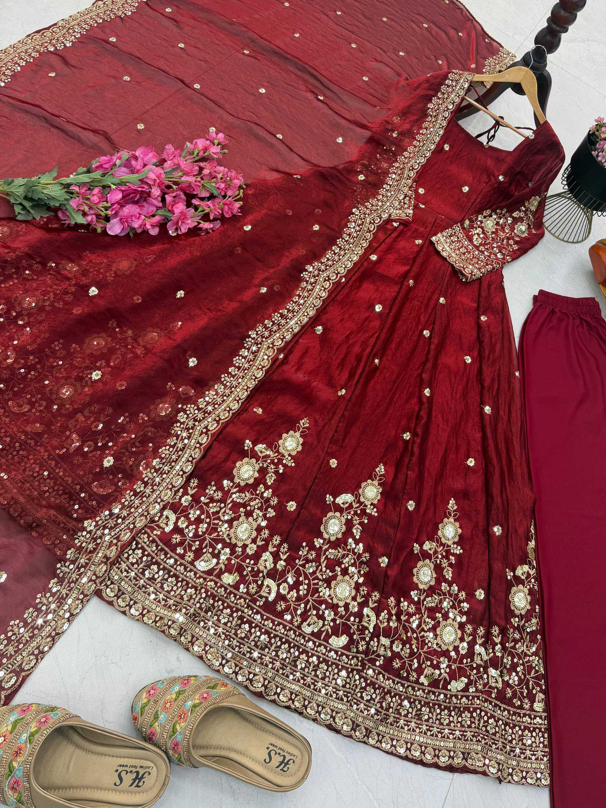 Fendy Embroidery Gown in Purple