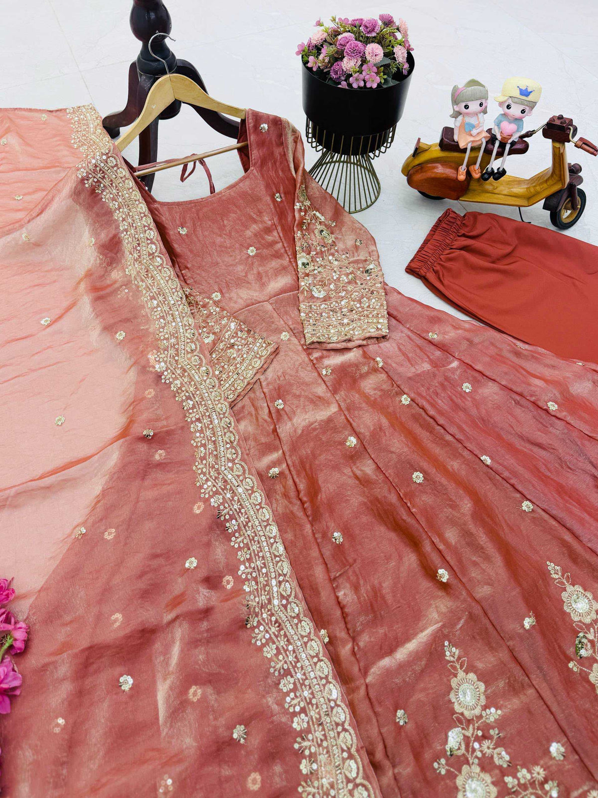 Fendy Embroidery Gown in Purple