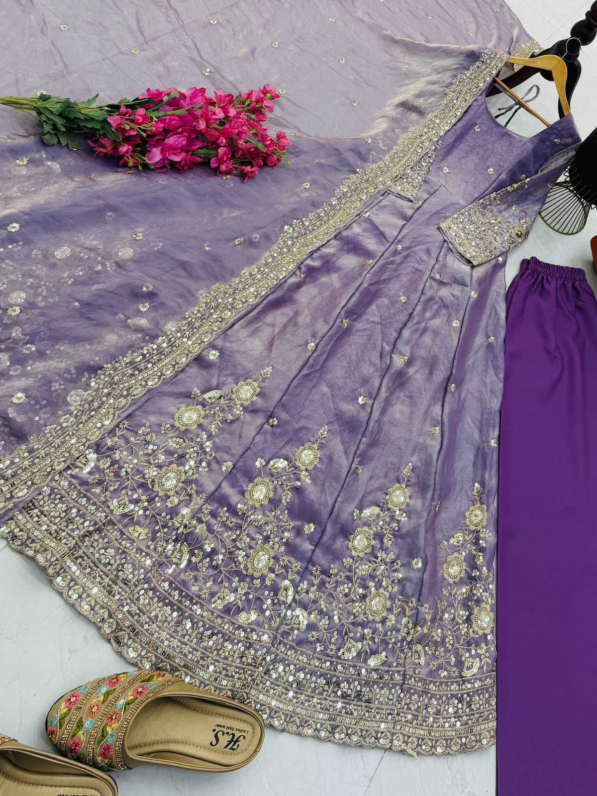 Fendy Embroidery Gown in Purple