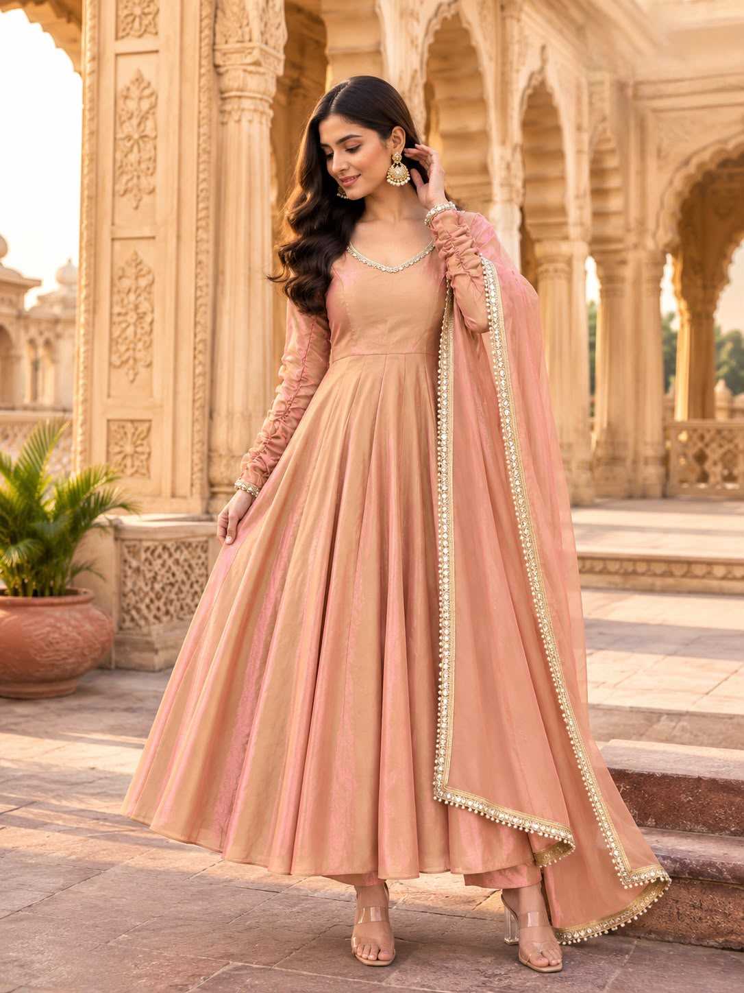 Fendy Embroidery Gown in Orange