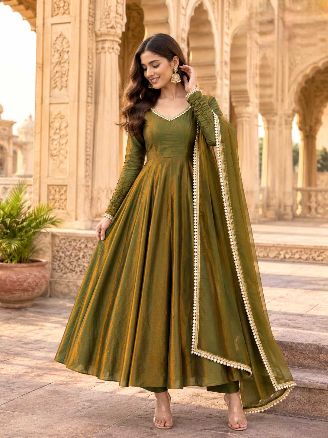 Fendy Embroidery Gown in Orange