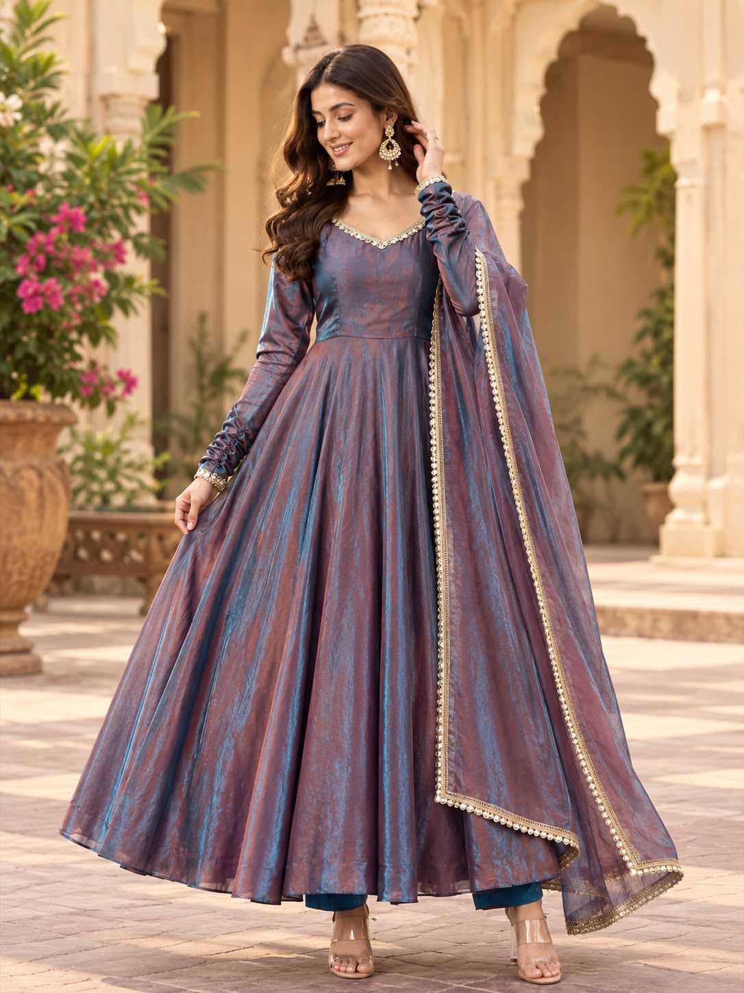 Fendy Embroidery Gown in Orange