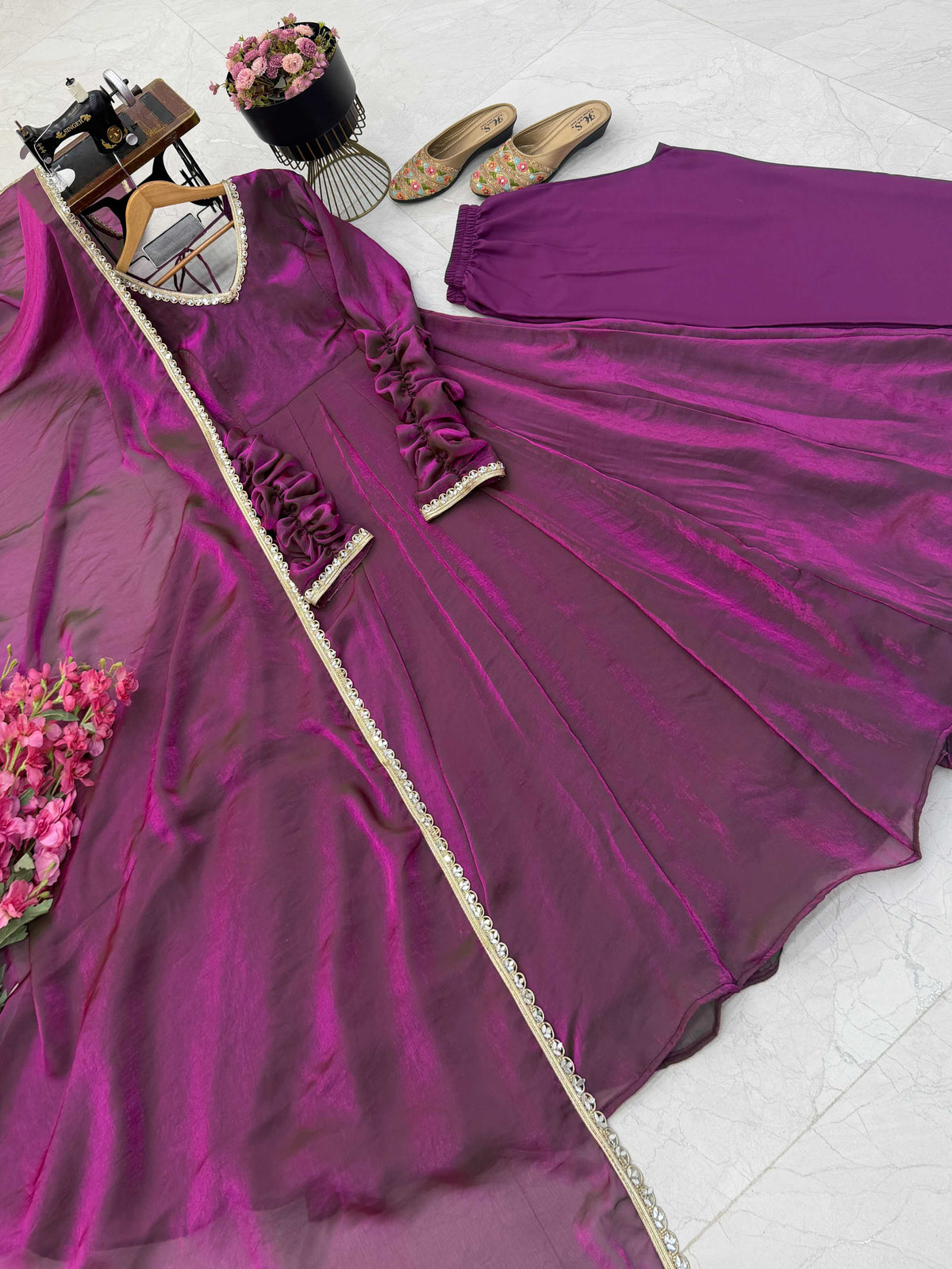 Fendy Embroidery Gown in Orange