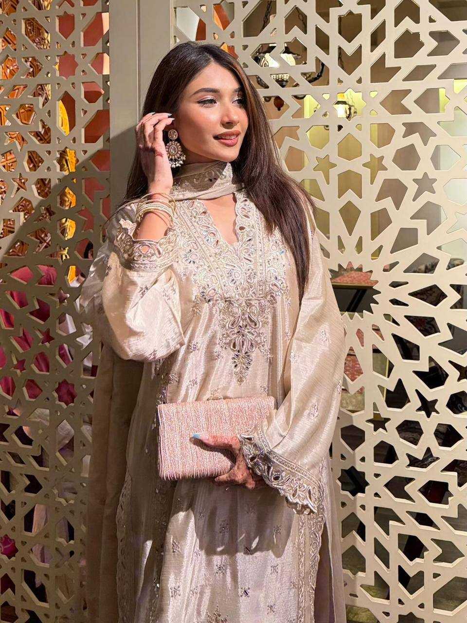 Heavy Chinnon Silk Sharara Salwar Suit