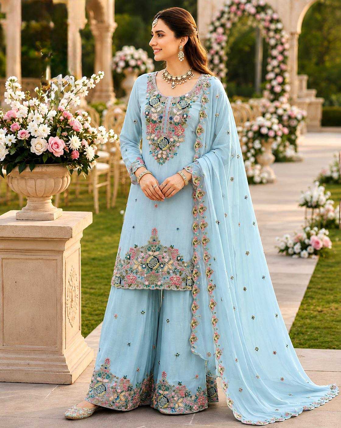 Chanderi Cotton Sharara Salwar Suit