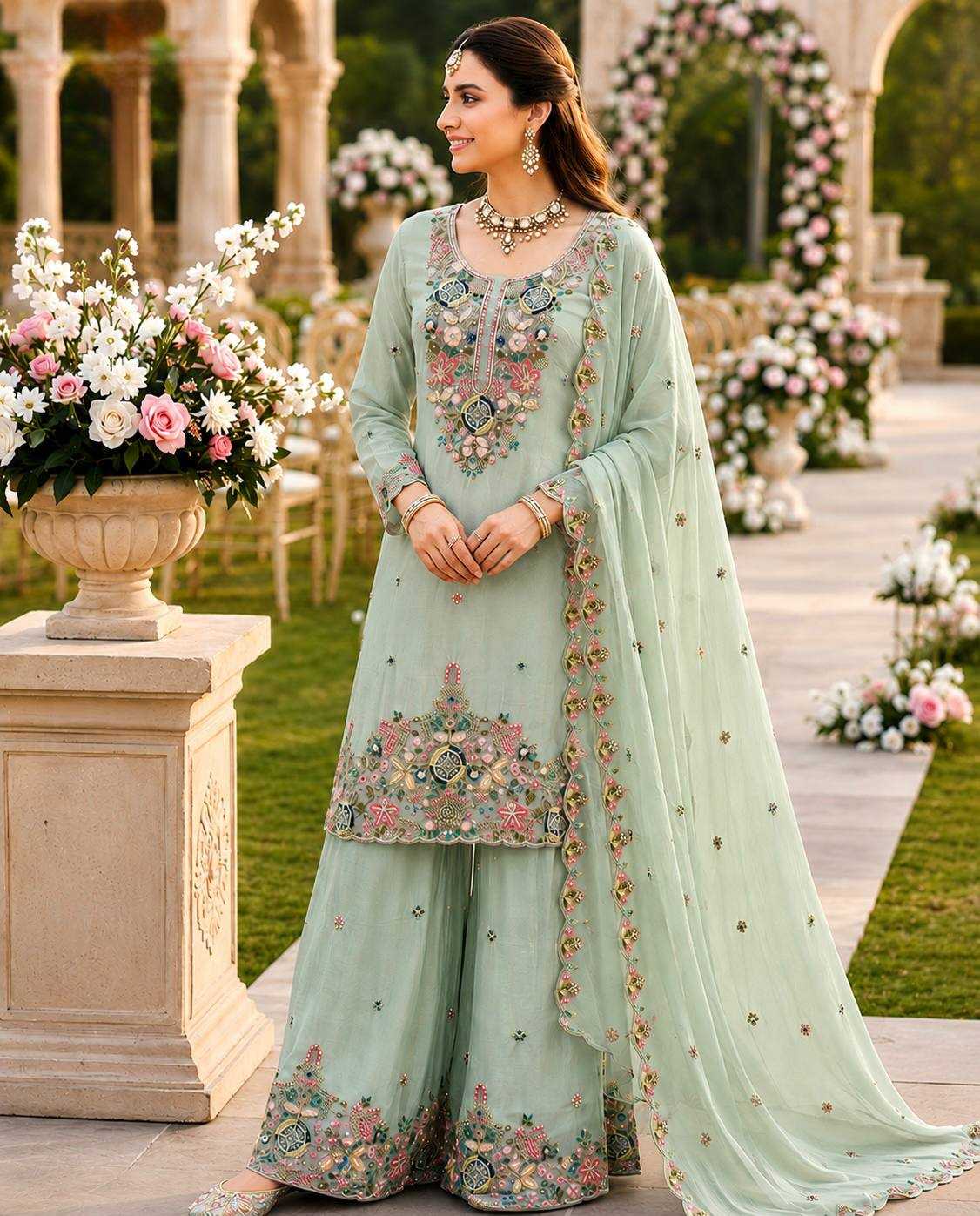 Chanderi Cotton Sharara Salwar Suit