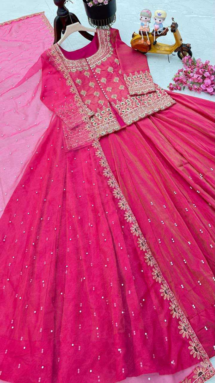 Shimmer Silk Designer Lehenga in Orange