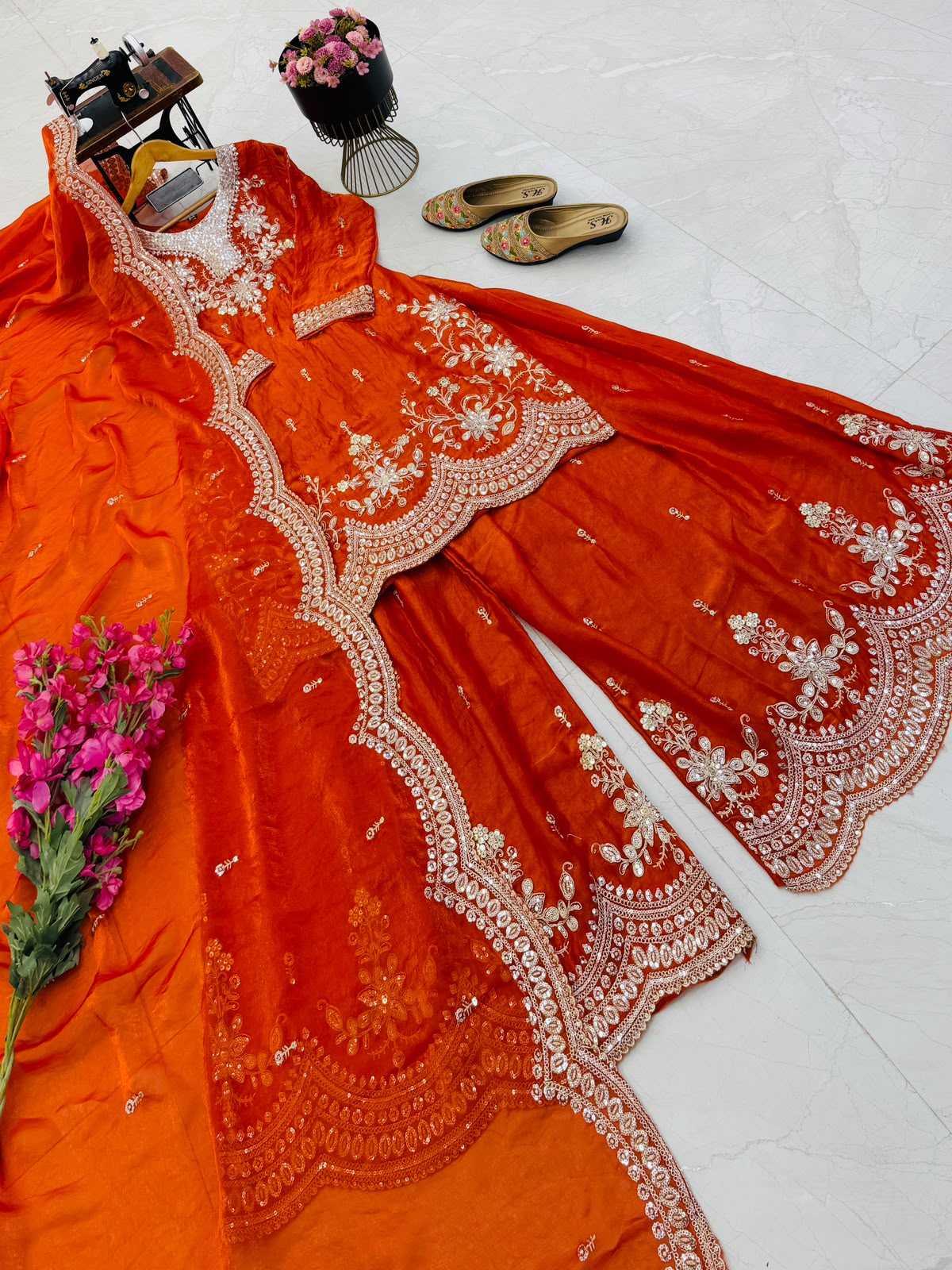 Horses Satin Sharara Salwar Suit