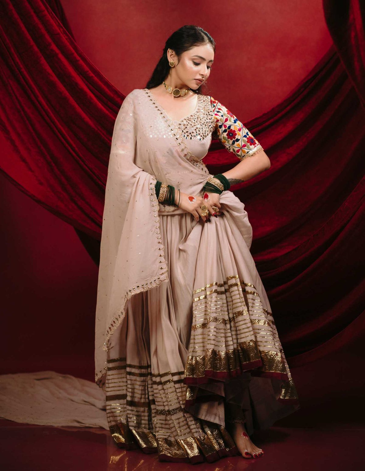 Navratri Cotton Designer Lehenga in Cream