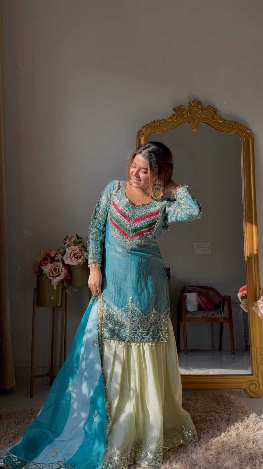 Neha Fendy Embroidery Suit in Blue