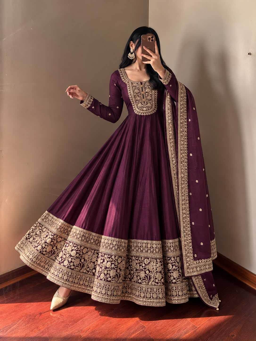 Noor Zari Heavy Roman Silk Embroidered Gown