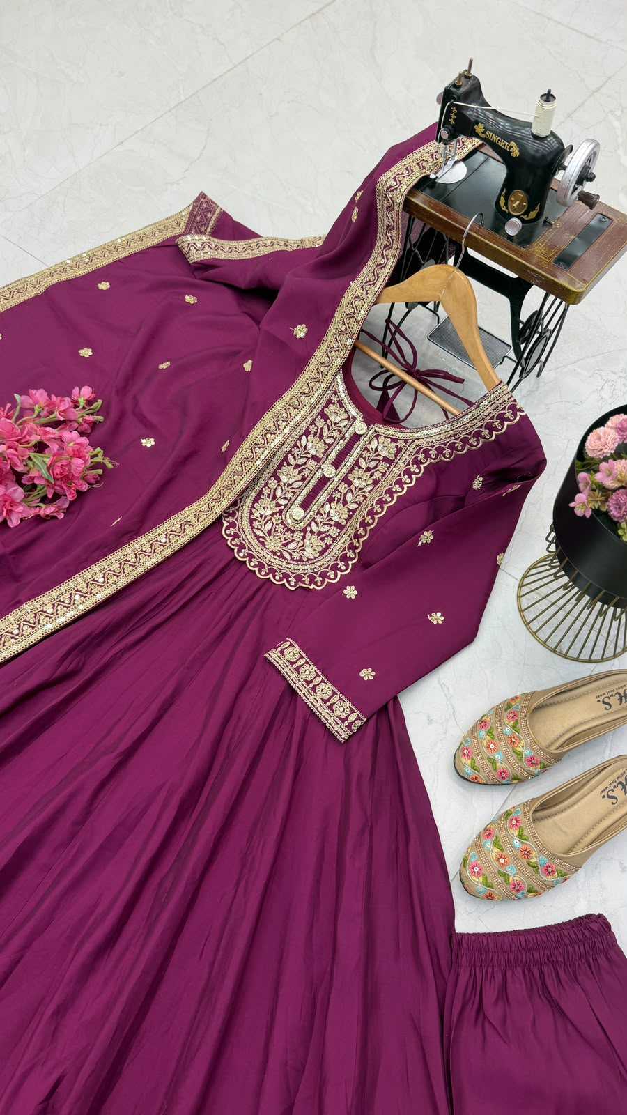Noor Zari Heavy Roman Silk Embroidered Gown