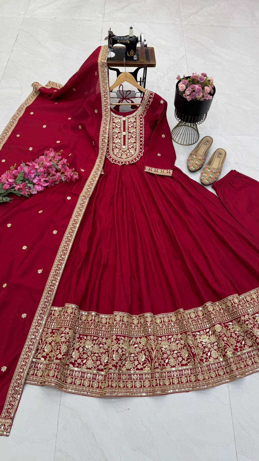 Noor Zari Heavy Roman Silk Embroidered Gown