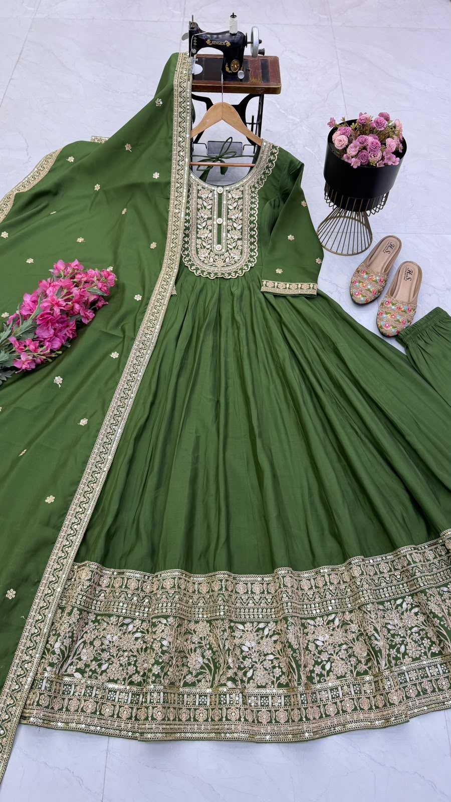 Noor Zari Heavy Roman Silk Embroidered Gown