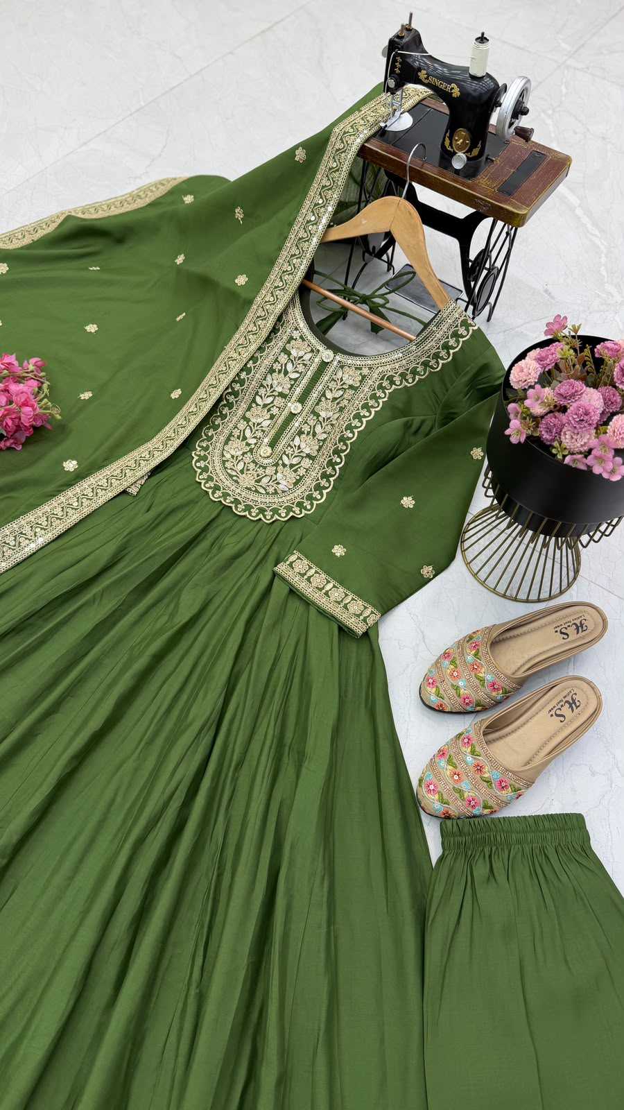 Noor Zari Heavy Roman Silk Embroidered Gown