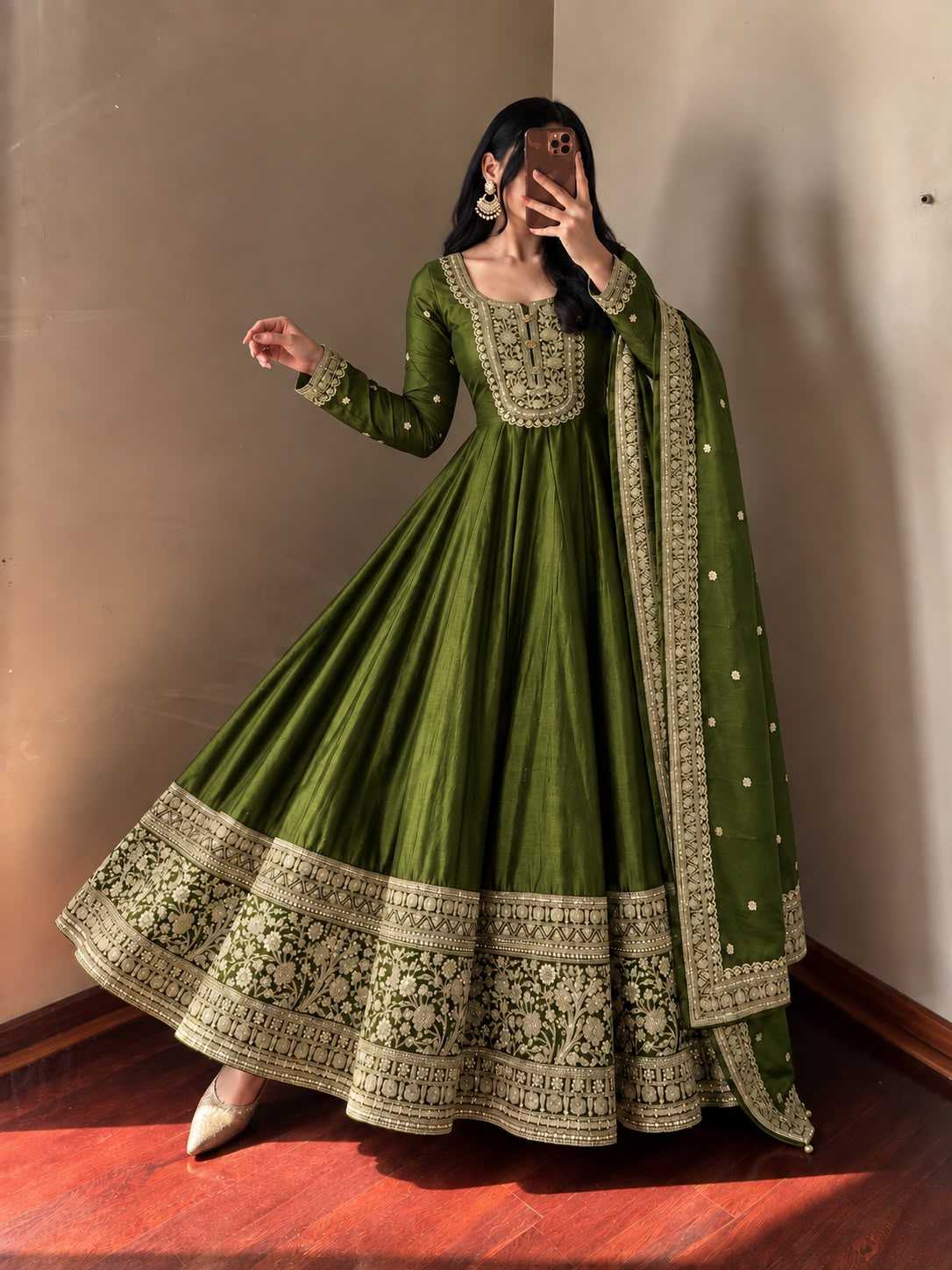Noor Zari Heavy Roman Silk Embroidered Gown