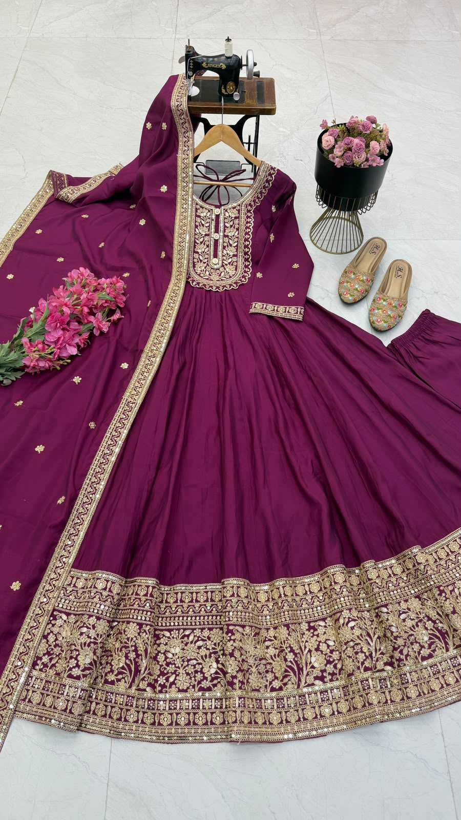 Noor Zari Heavy Roman Silk Embroidered Gown
