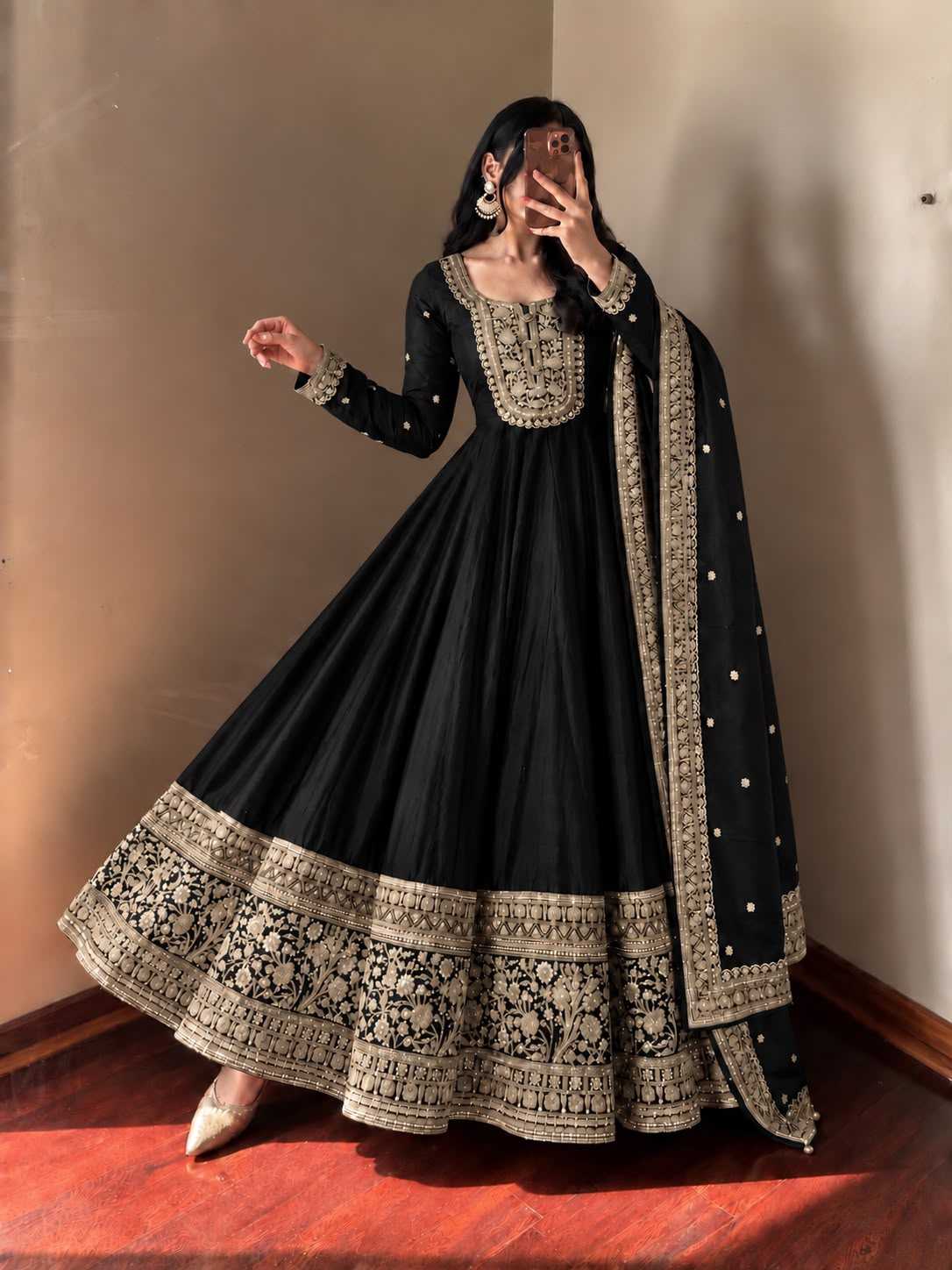 Noor Zari Heavy Roman Silk Embroidered Gown