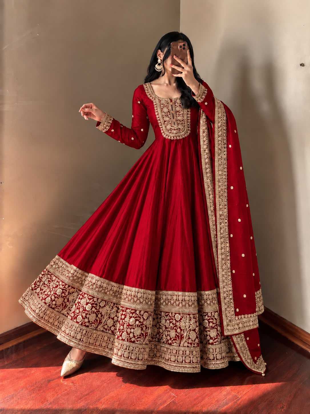 Noor Zari Heavy Roman Silk Embroidered Gown