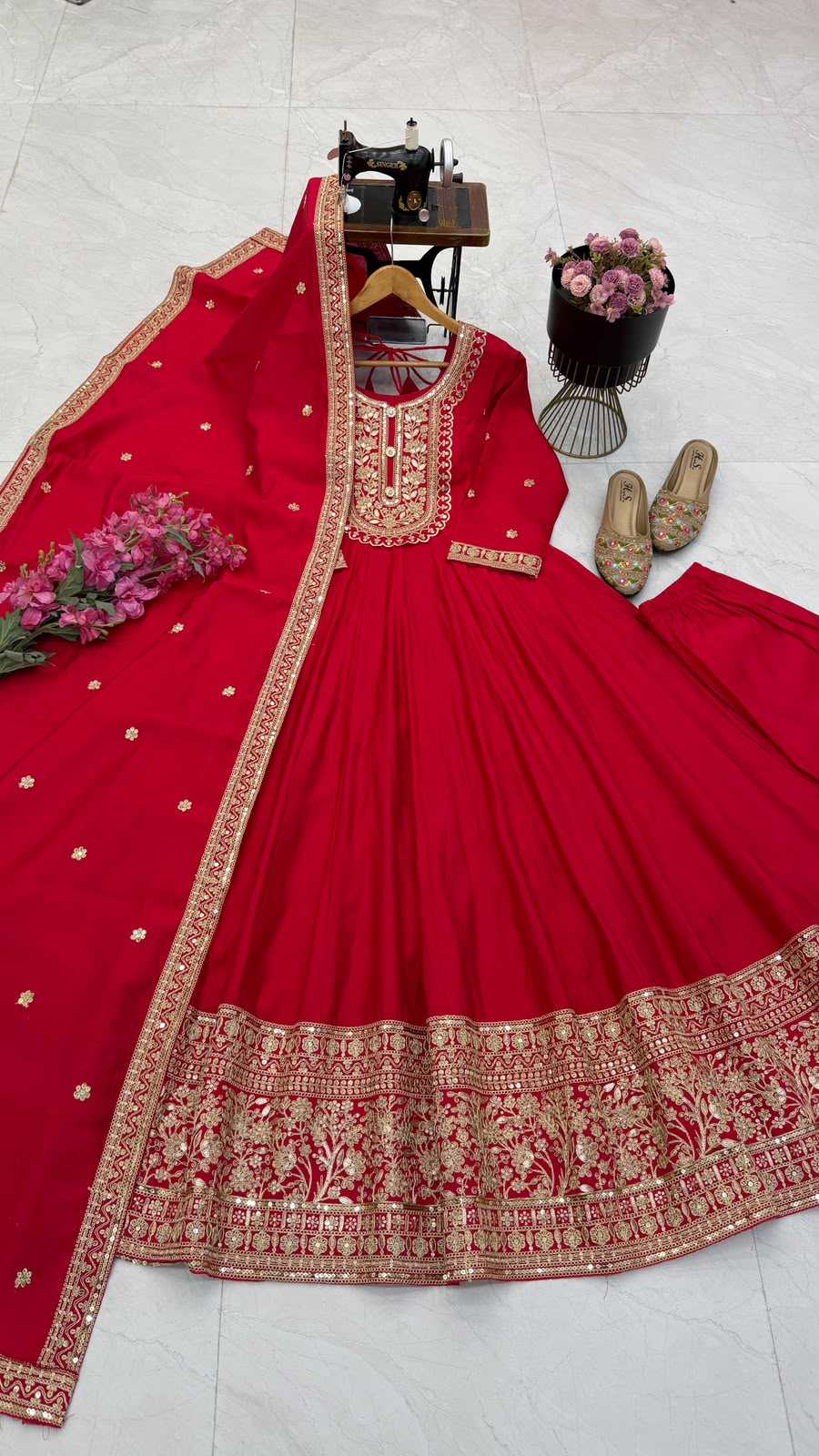 Noor Zari Heavy Roman Silk Embroidered Gown