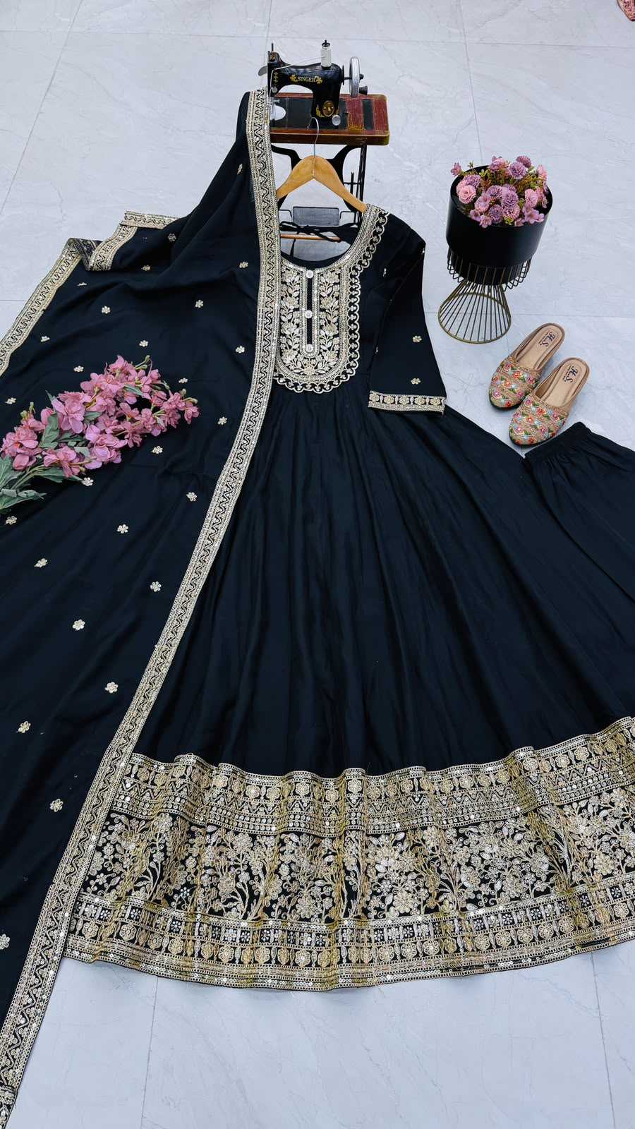 Noor Zari Heavy Roman Silk Embroidered Gown