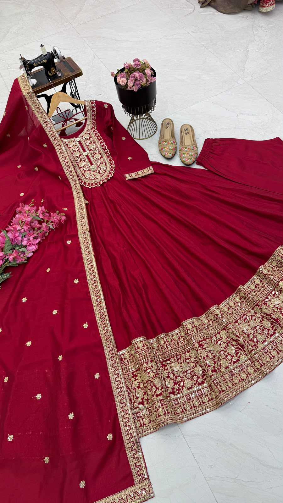 Noor Zari Heavy Roman Silk Embroidered Gown
