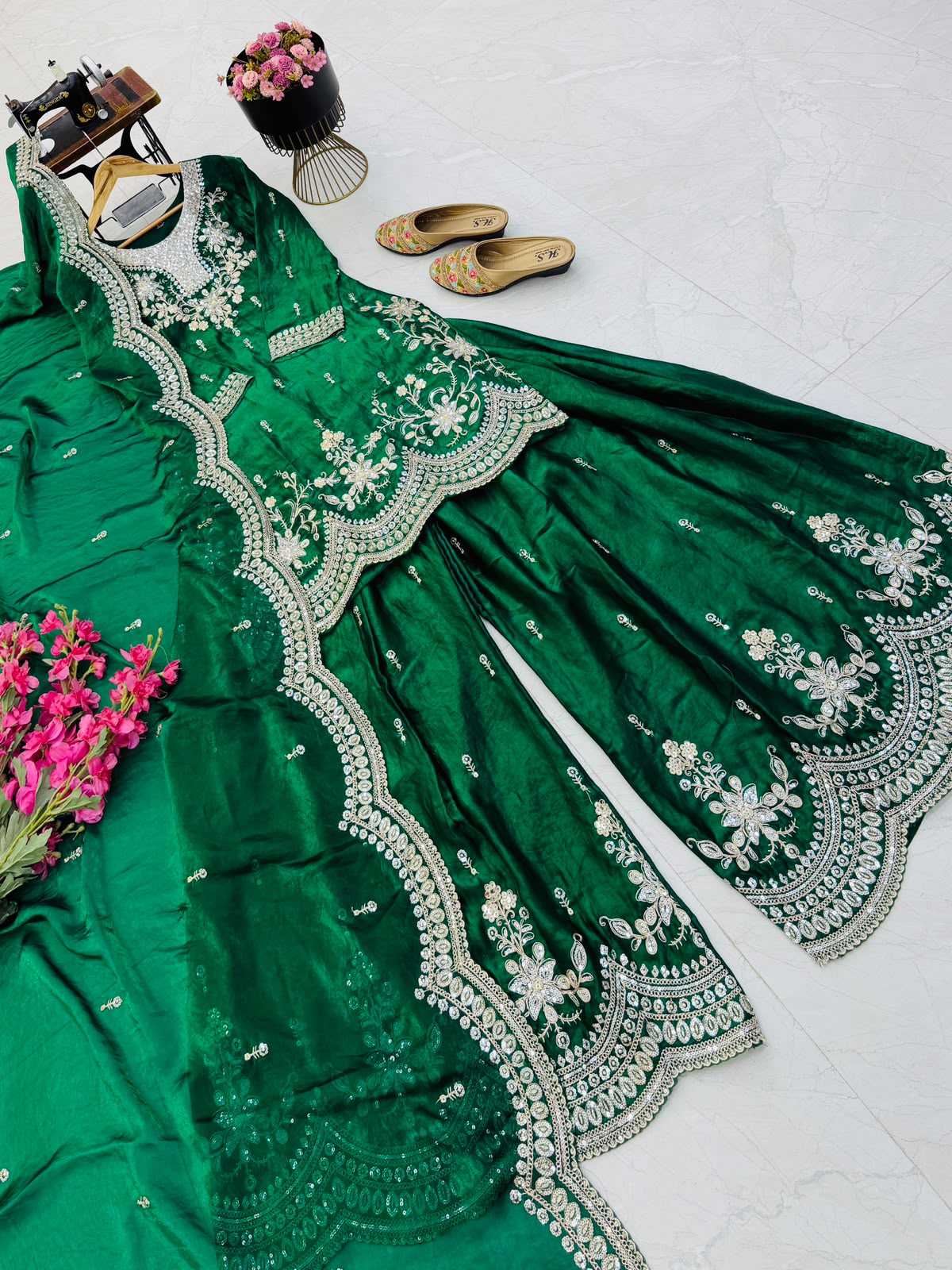 Seven Horses Satin Party Wear Suit