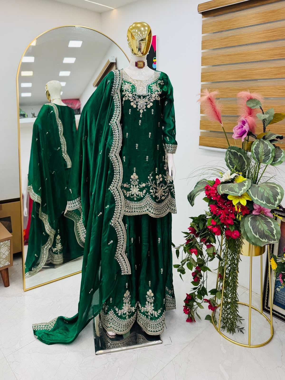 Seven Horses Satin Party Wear Suit
