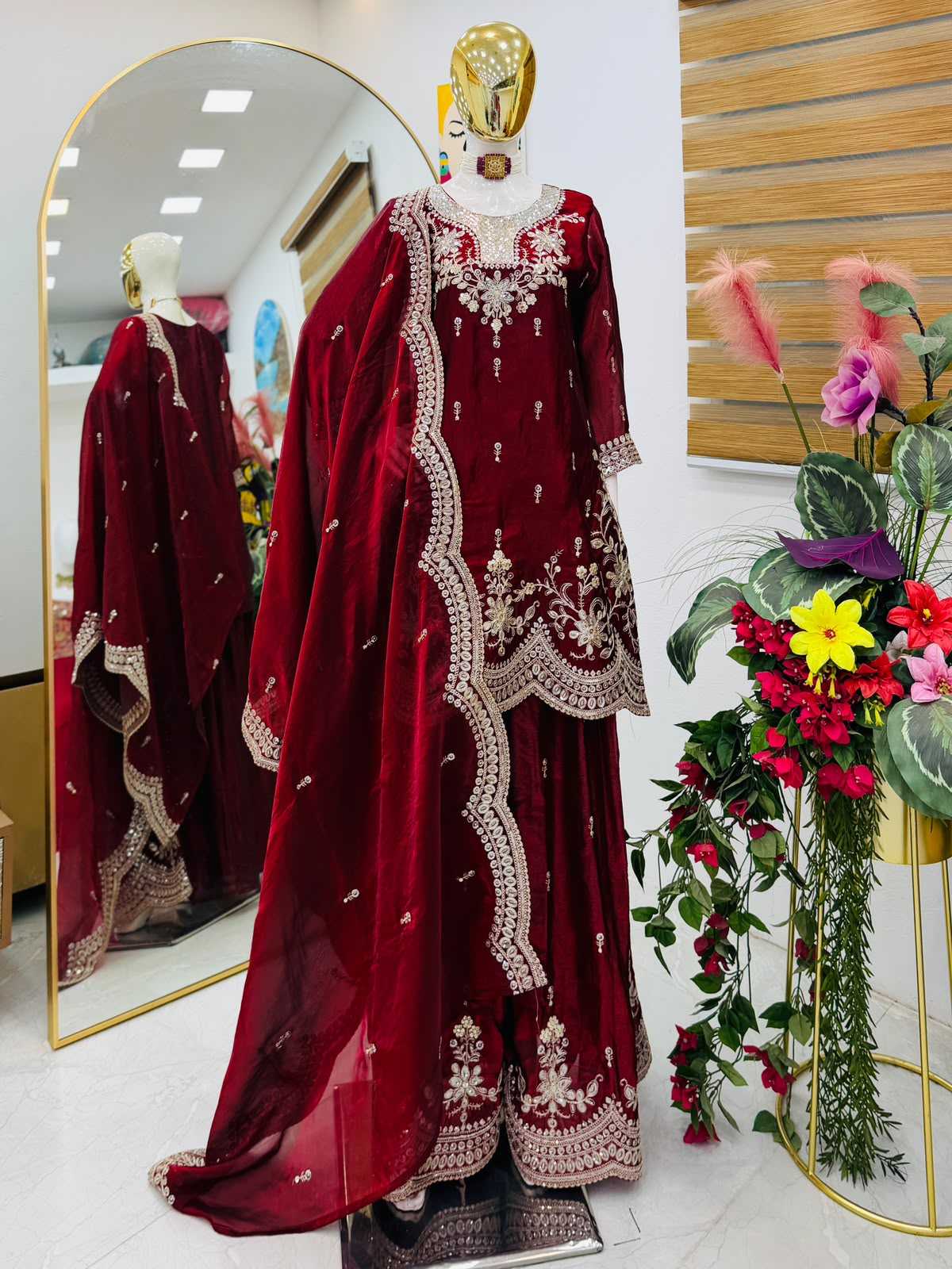 Seven Horses Satin Party Wear Suit