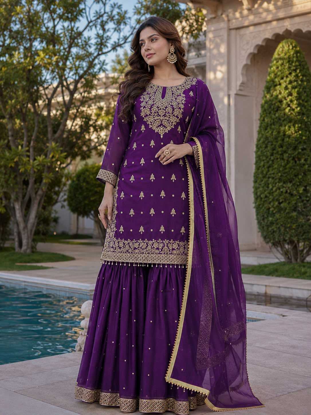 Pure Silk Sharara Salwar Suit